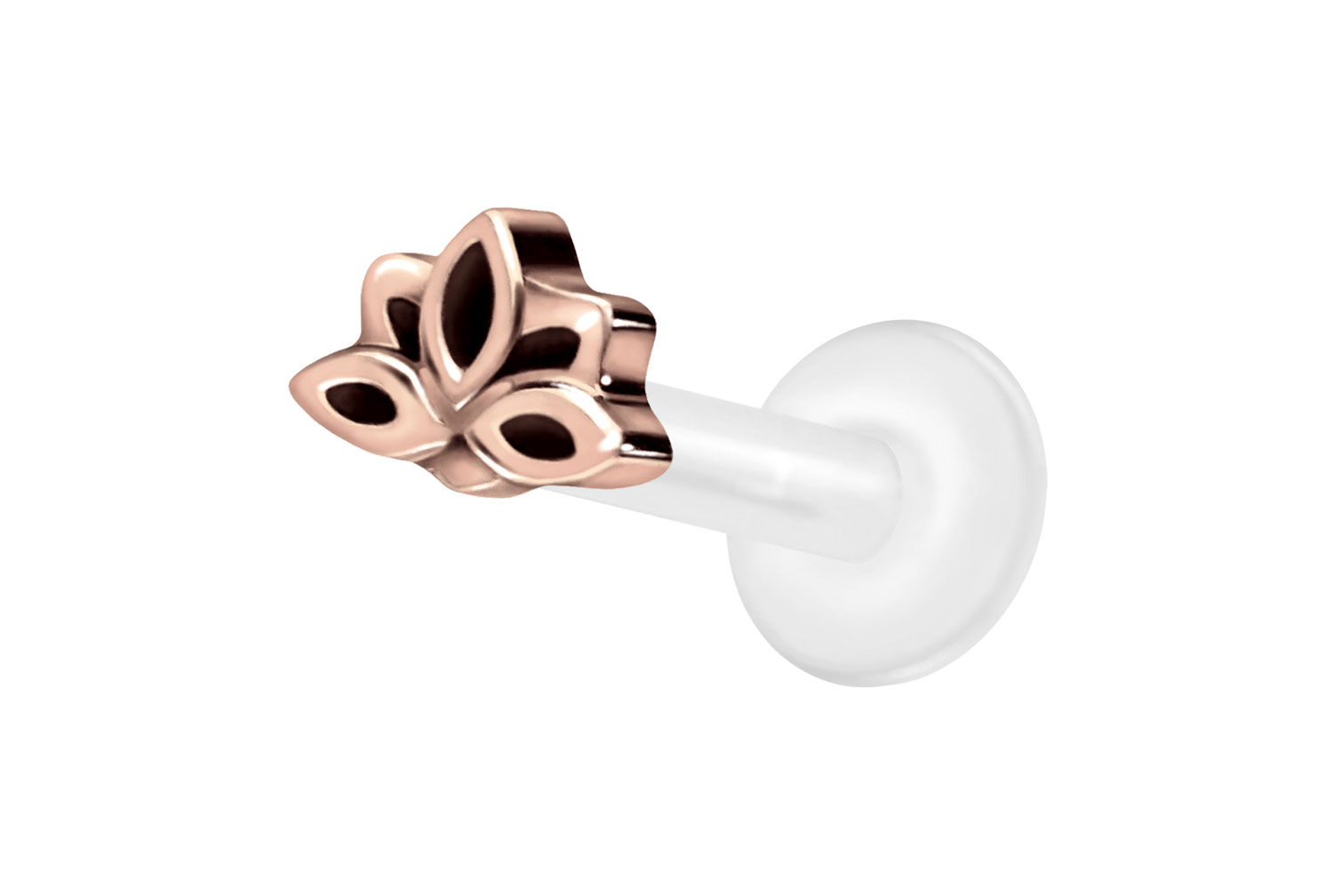 PTFE Labret Piercing mit Innengewinde + Titan-Aufsatz LOTUSBLÜTE